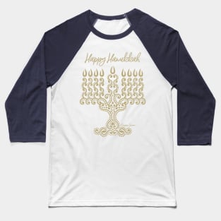 Happy Hanukkah Menorah Baseball T-Shirt